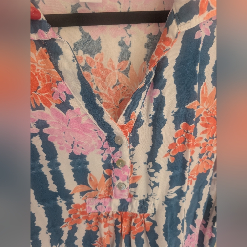 Ruby Rd. Blouse with Pink and Orange Floral Accents - Picture 4 of 9